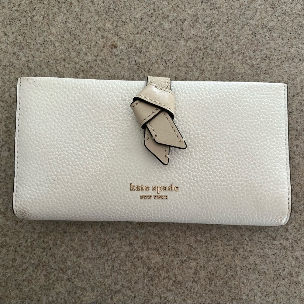 Kate Spade Cream Leather Wallet with Bow Accent